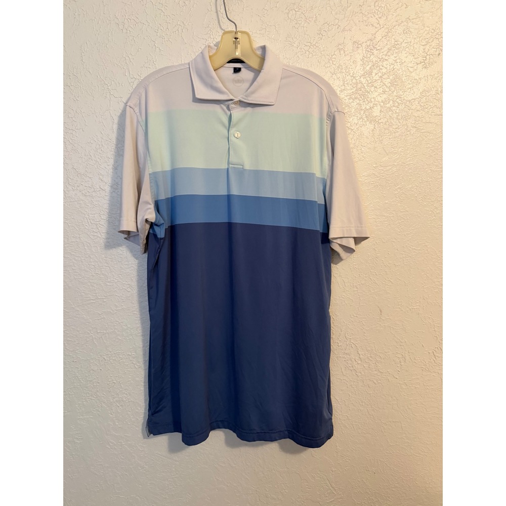 Peter Millar Crown Crafted Mens Blue Colorblock Golf Polo Shirt Size M Preppy